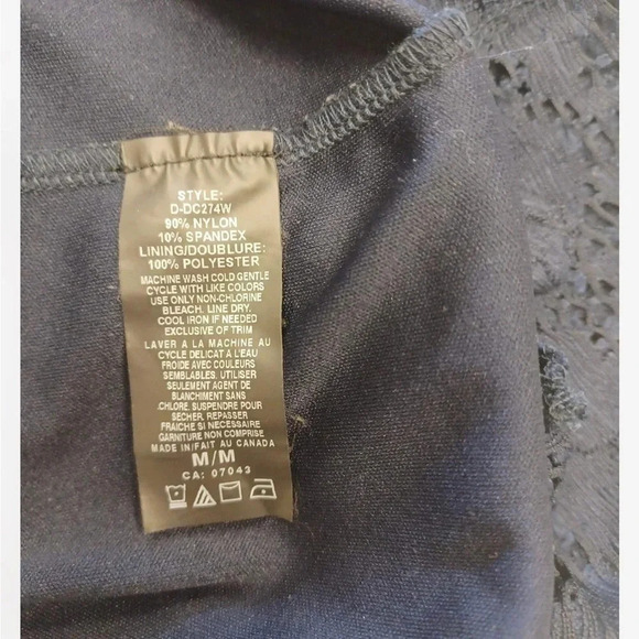 Como Black Sleeveless Navy Blue Lined Lace Dress Size Medium - Picture 8 of 8